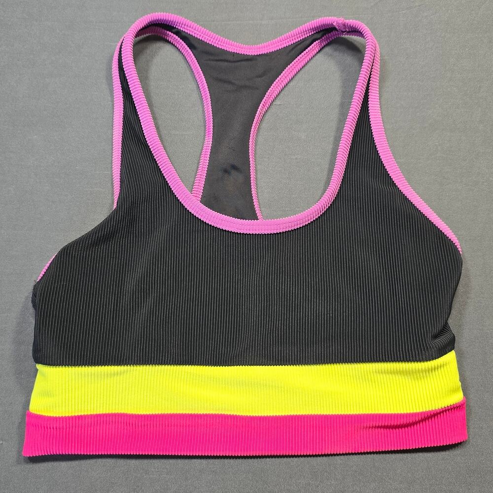 Beachriot Sports Bra Tank Black Size S Stretch Racerback Crop Ribbed Knit Womens
